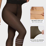 Półprzezroczyste rajstopy z podszewką z polaru