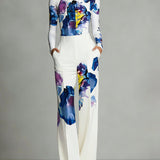 Elegancki komplet Art Bloom z szeroką nogawką