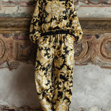 Elegancki komplet w złoto-czarny wzór barokowy