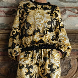 Elegancki komplet w złoto-czarny wzór barokowy