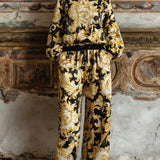 Elegancki komplet w złoto-czarny wzór barokowy