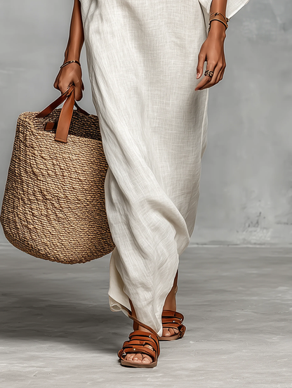 Maxi Sukienka Off-Shoulder z Rękawami Nietoperzowymi