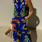 Komplet Cosmic Art z Topem i Szerokimi Spodniami