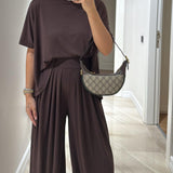 Komfortowy komplet z bawełny i modalu z szerokimi spodniami