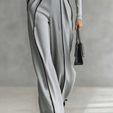 Zestaw z Golfem z Długim Rękawem i Spodniami z Szeroką Nogawką z Paskiem