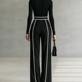 Zestaw z Golfem z Długim Rękawem i Spodniami z Szeroką Nogawką z Paskiem