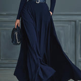 Dzianinowa sukienka maxi z wysokim kołnierzem