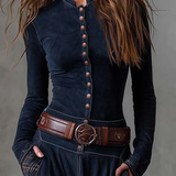 Sukienka maxi z zamszu z paskiem