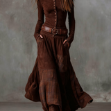 Sukienka maxi z zamszu z paskiem