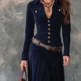 Zamszowa sukienka maxi z paskiem