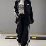 Komplet Urban Stripe z Marynarką i Szerokimi Spodniami