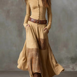 Sukienka maxi z zamszu z paskiem