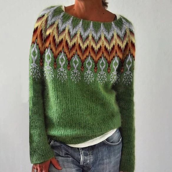 Karolina | Sweter z dzianiny w stylu retro skandynawskim