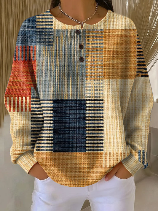 Tamara | Sweter z graficznym patchworkowym wzorem