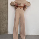 Dzianinowy komplet oversize z szerokimi spodniami