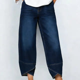 Damskie jeansy z nadrukiem krzyżowym