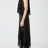 Elegancki komplet maxi z koronką i rozcięciem