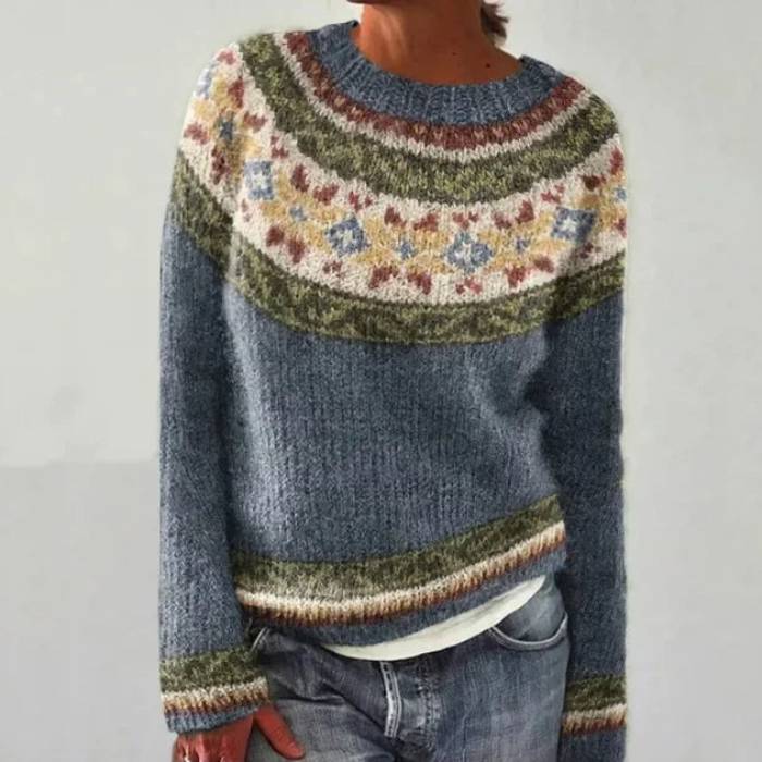 Izabela | Sweter z dzianiny w stylu retro skandynawskim