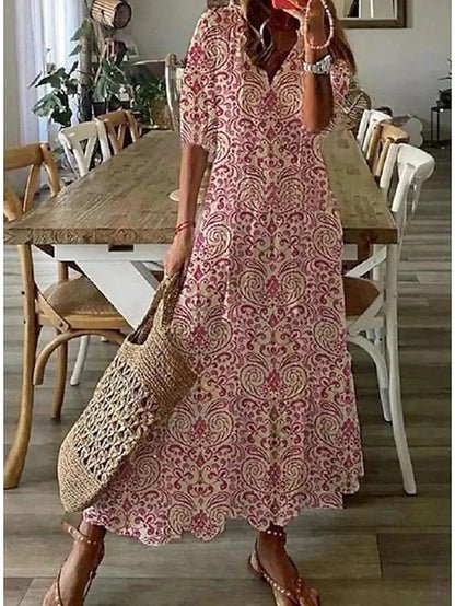 Mariola | Sukienka midi boho z wiązanym dekoltem