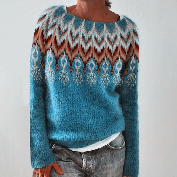 Paulina | Sweter z dzianiny w stylu retro skandynawskim